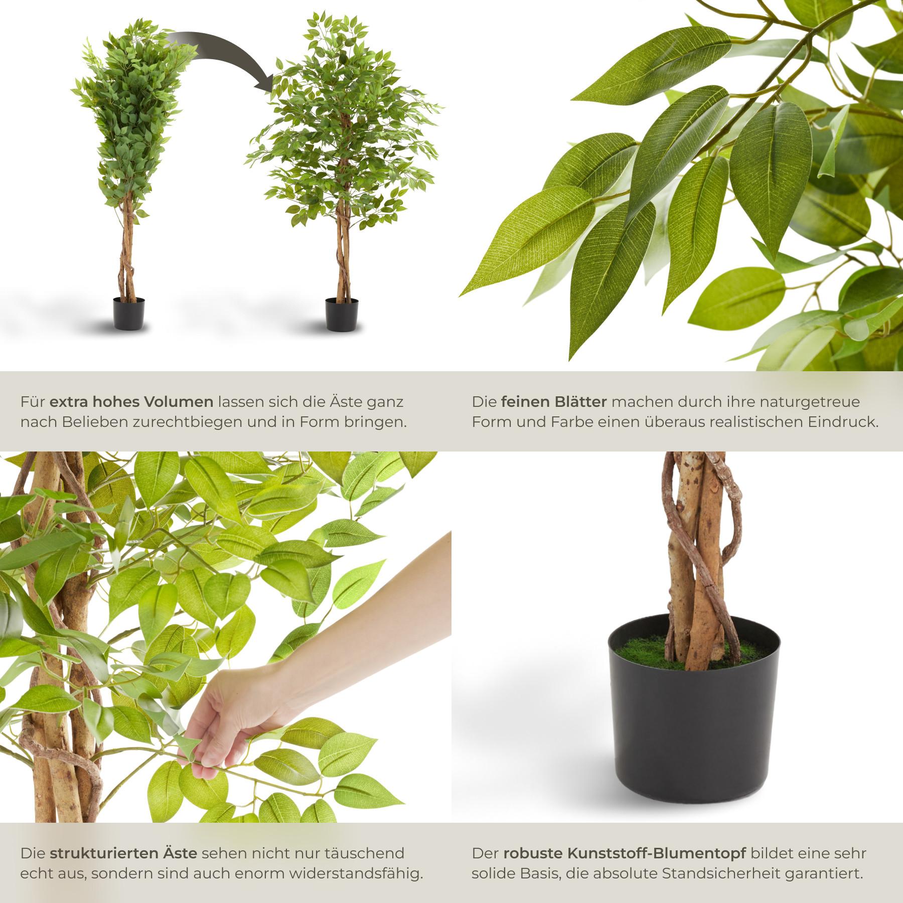 Tectake Ficus artificiel FIDA à l'aspect naturel  