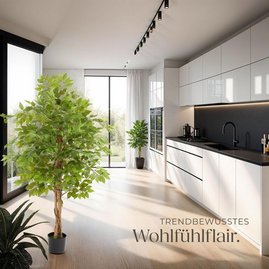 Tectake Künstlicher Ficusbaum Fida verschiedene Größen detailliert und naturgetreu  