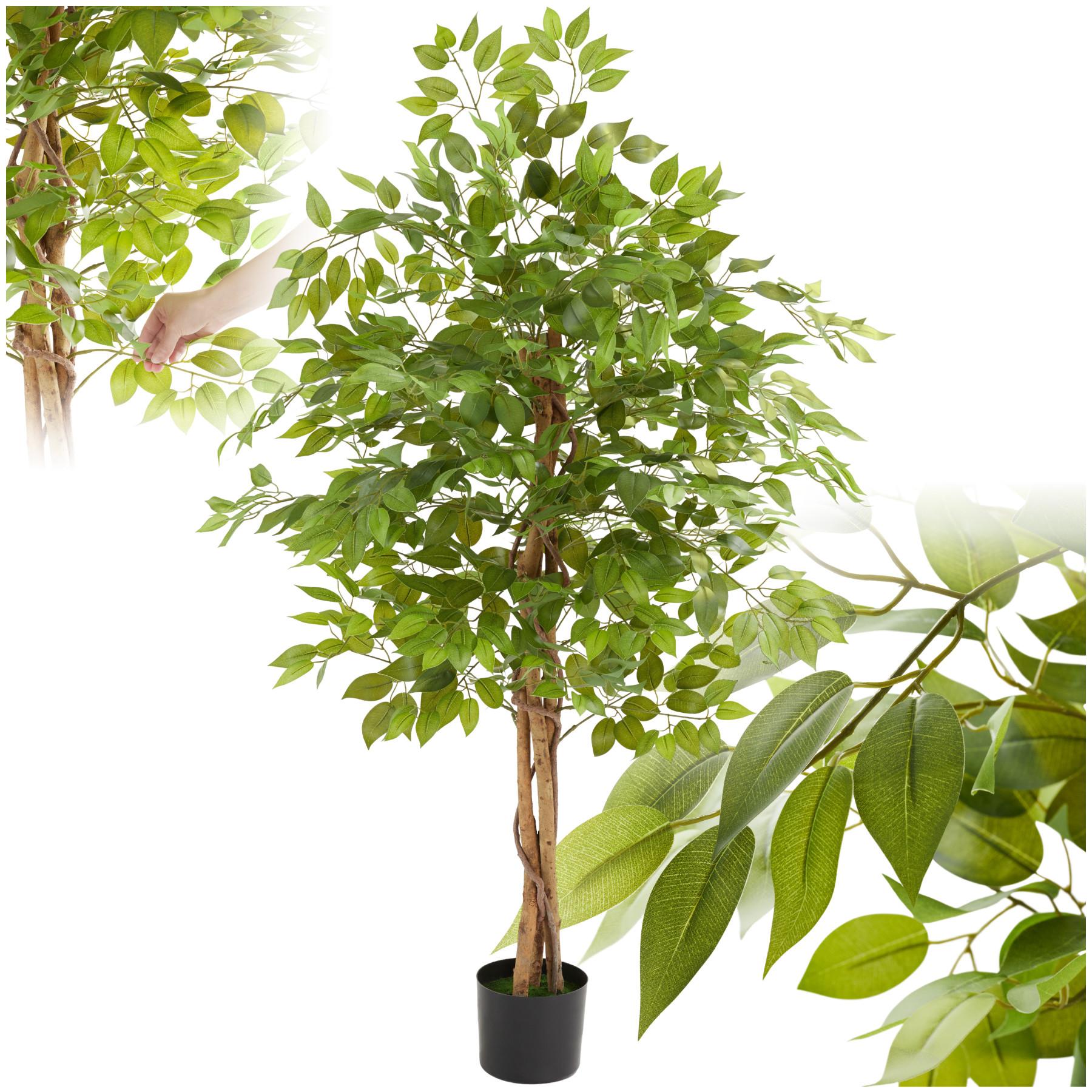 Tectake Albero di Ficus artificiale Fida, texture realistica  