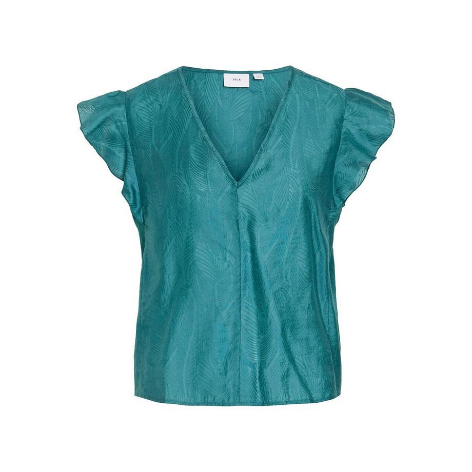 VILA Kurzarm Bluse mit V-Ausschnitt  