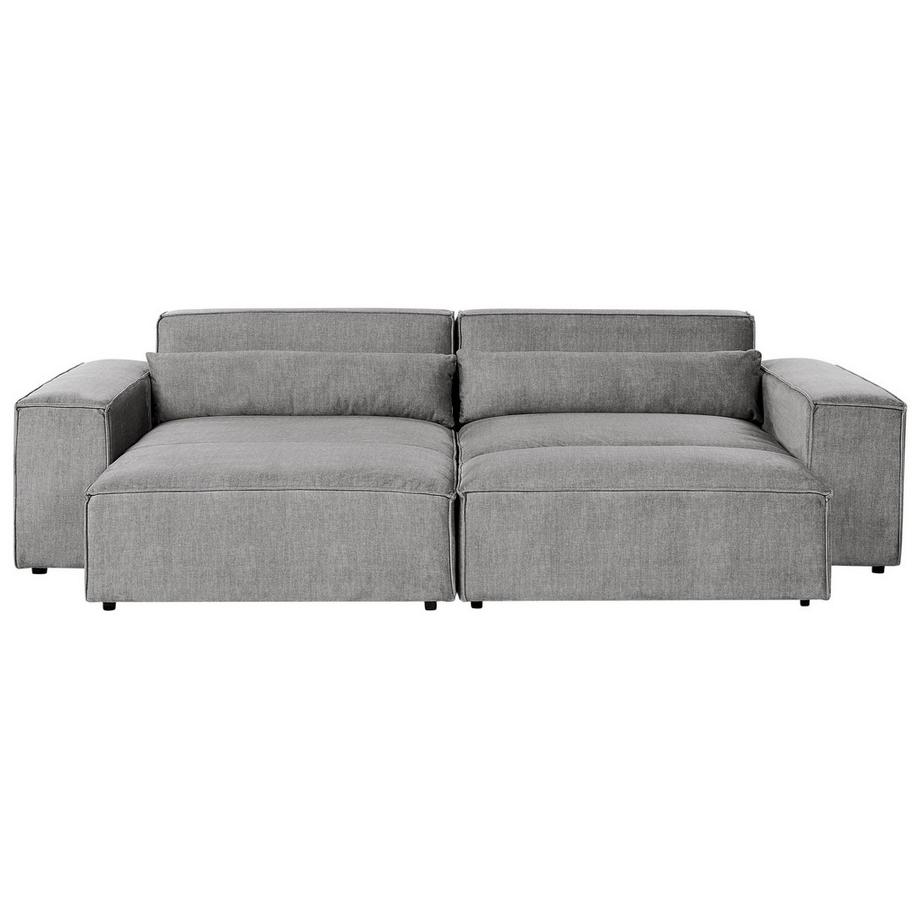 Beliani Ecksofa mit Ottomane aus Stoff  HELLNAR  