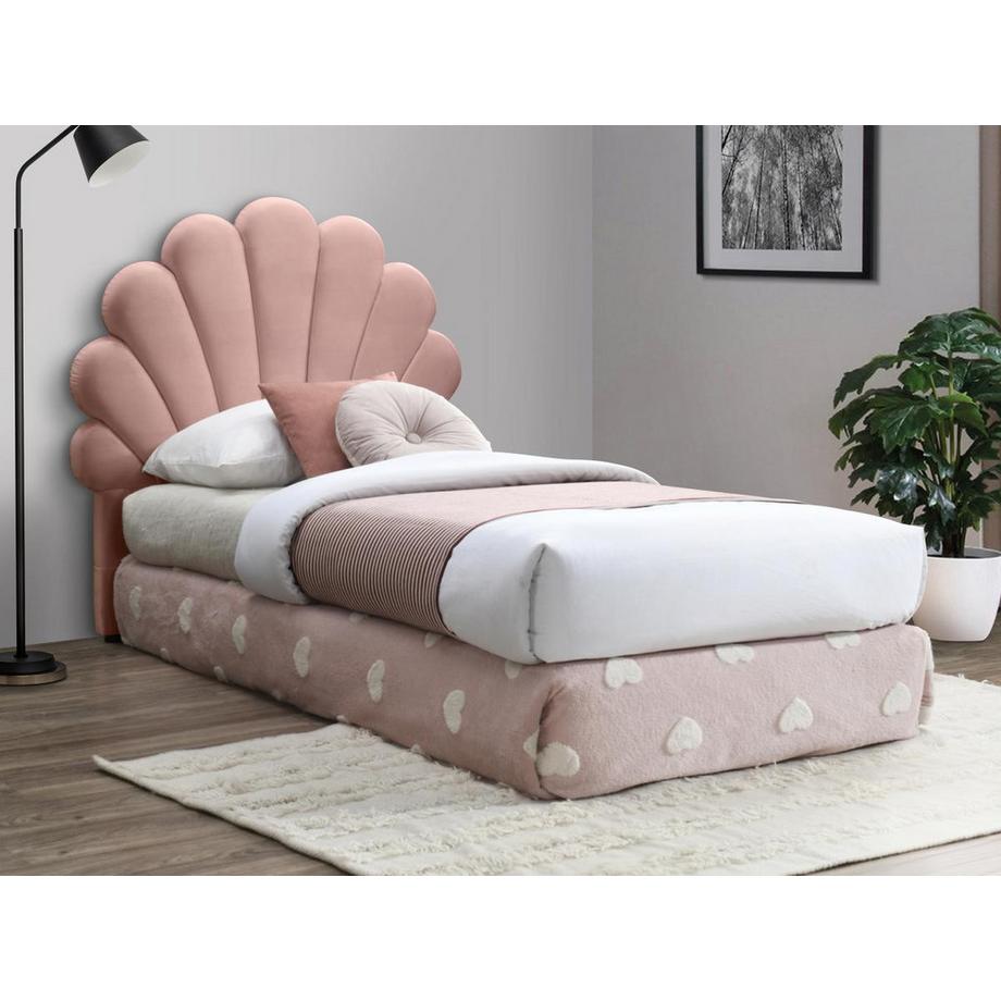 Vente-unique Testata letto conchiglia 110 cm Velluto Rosa - MONICA  