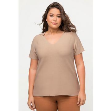 Maglione polo in cotone biologico con scollo a V e mezze maniche