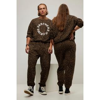 Studio Untold  Pantalon de jogging en molleton. Taille élastique, jambe large et imprimé léopard. Modèle unisexe. 