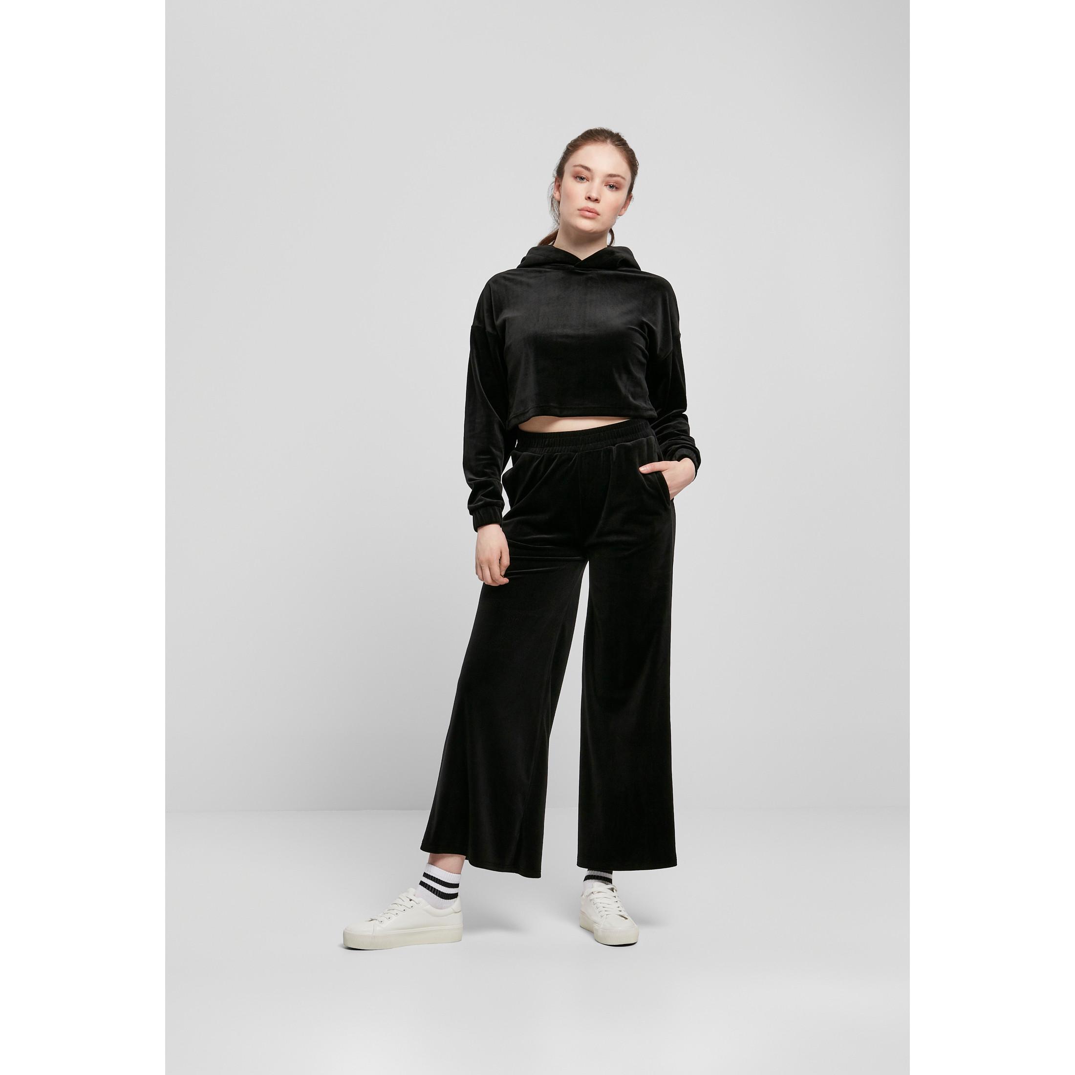 URBAN CLASSICS  felpa con cappuccio da cropped velvet oversized (gt) 