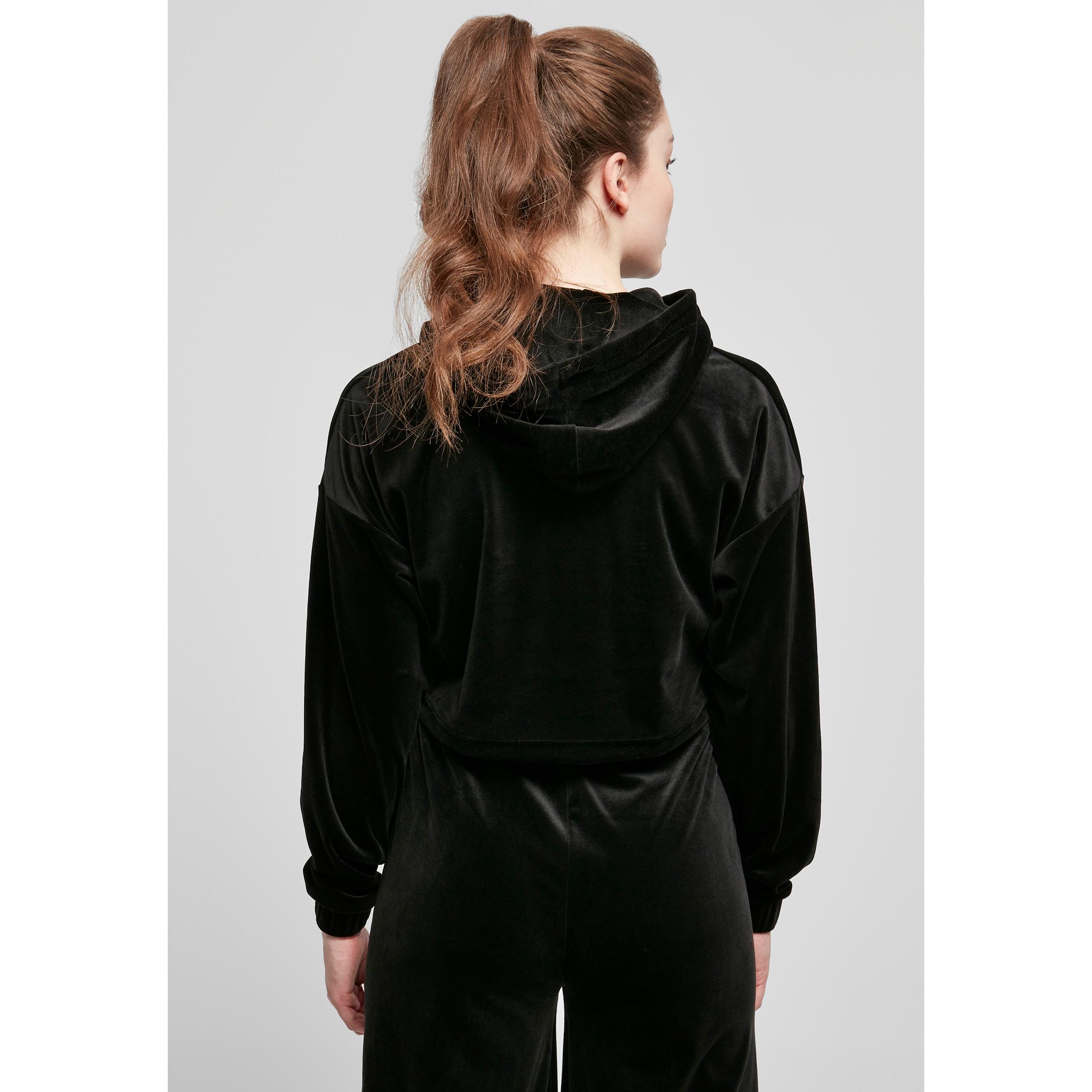 URBAN CLASSICS Cropped Velvet Oversized Hoodie  