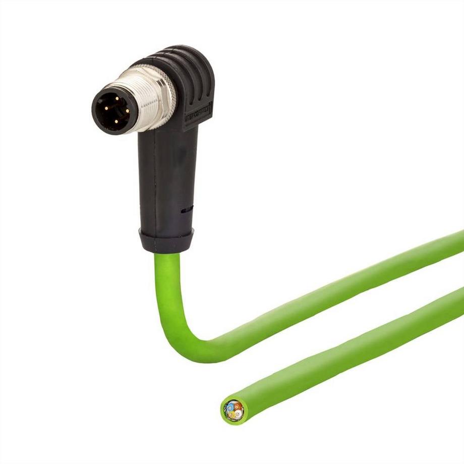 METZ CONNECT  M12 Industrial Ethernet Leitung, D-kodiert, 2.0 m, M12 Stecker gewinkelt - freies Leitungsende, PUR 