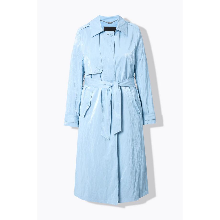 Ulla Popken Trenchcoat Metallic-Effekt A-Linie Hemdkragen Gürtel  