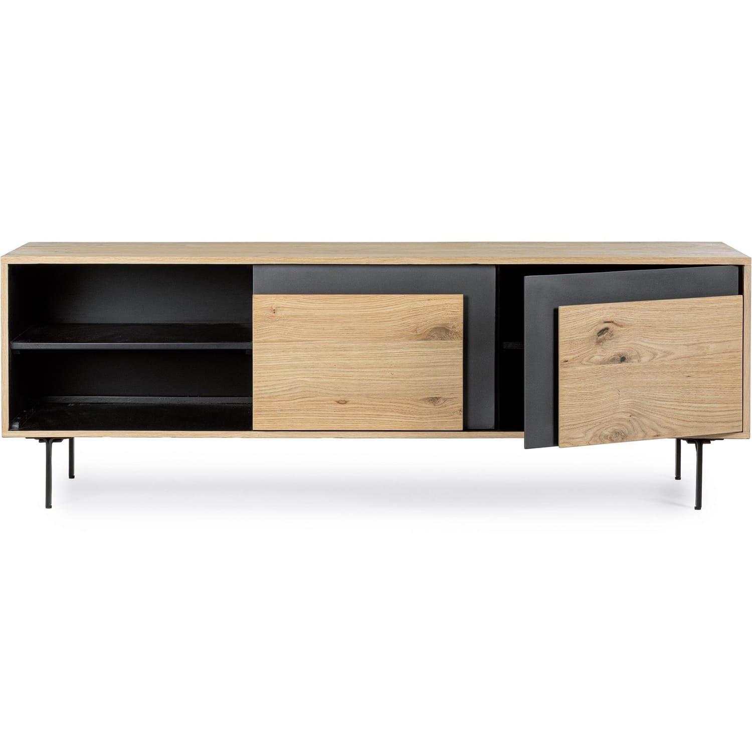 mutoni Meuble TV Stanwood noir naturel 160x40  