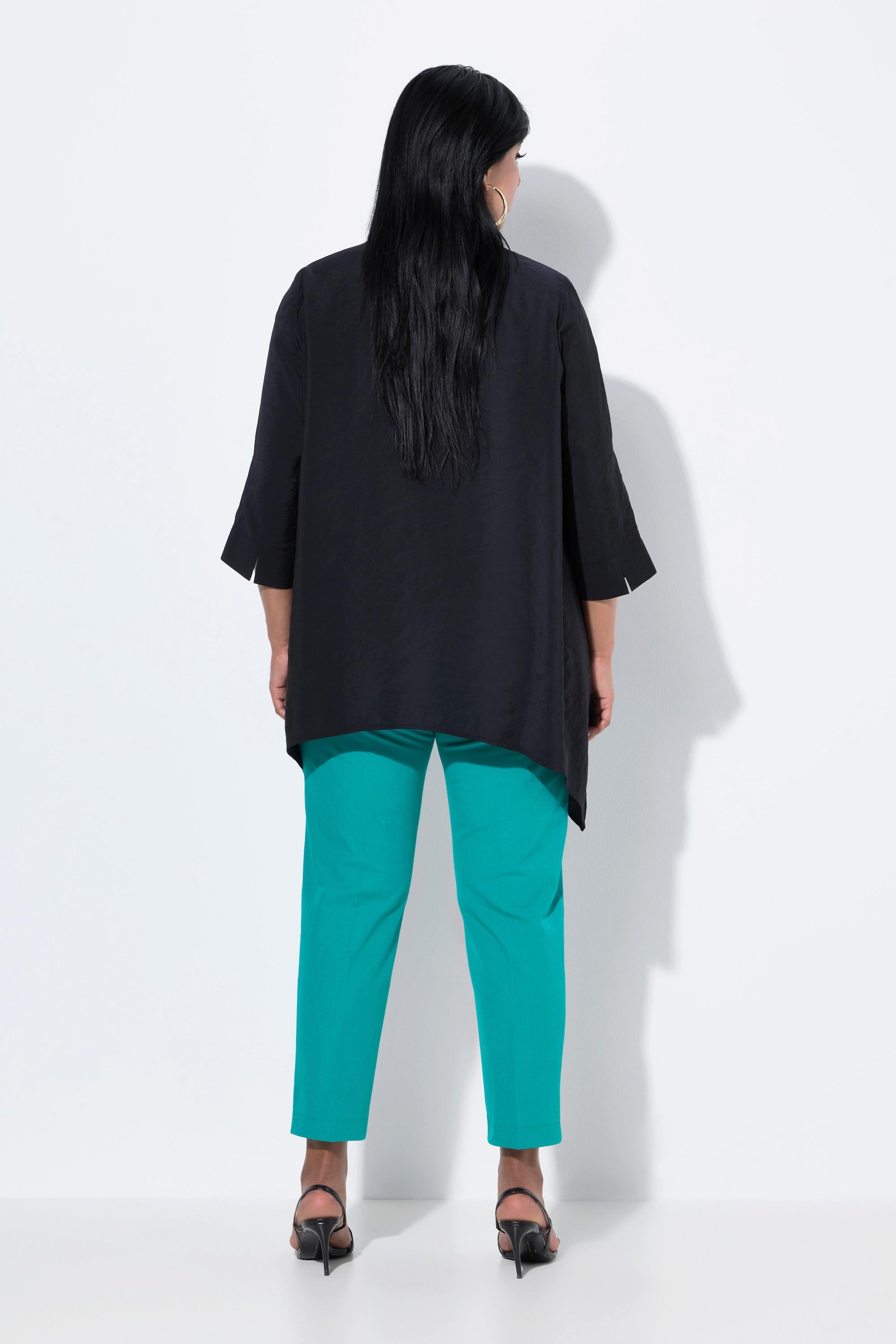 Ulla Popken Tunica Orlo Asimmetrico Taglio Svasato Scollo a V Maniche 3/4  