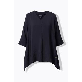 Ulla Popken Tunica Orlo Asimmetrico Taglio Svasato Scollo a V Maniche 3/4  