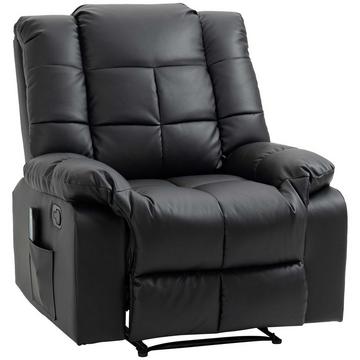 Fauteuil de massage, fauteuil TV, fauteuil de relaxation électrique avec fonction massage, simili cuir, bois, acier, mousse, noir, 94 x 99 x 99 cm