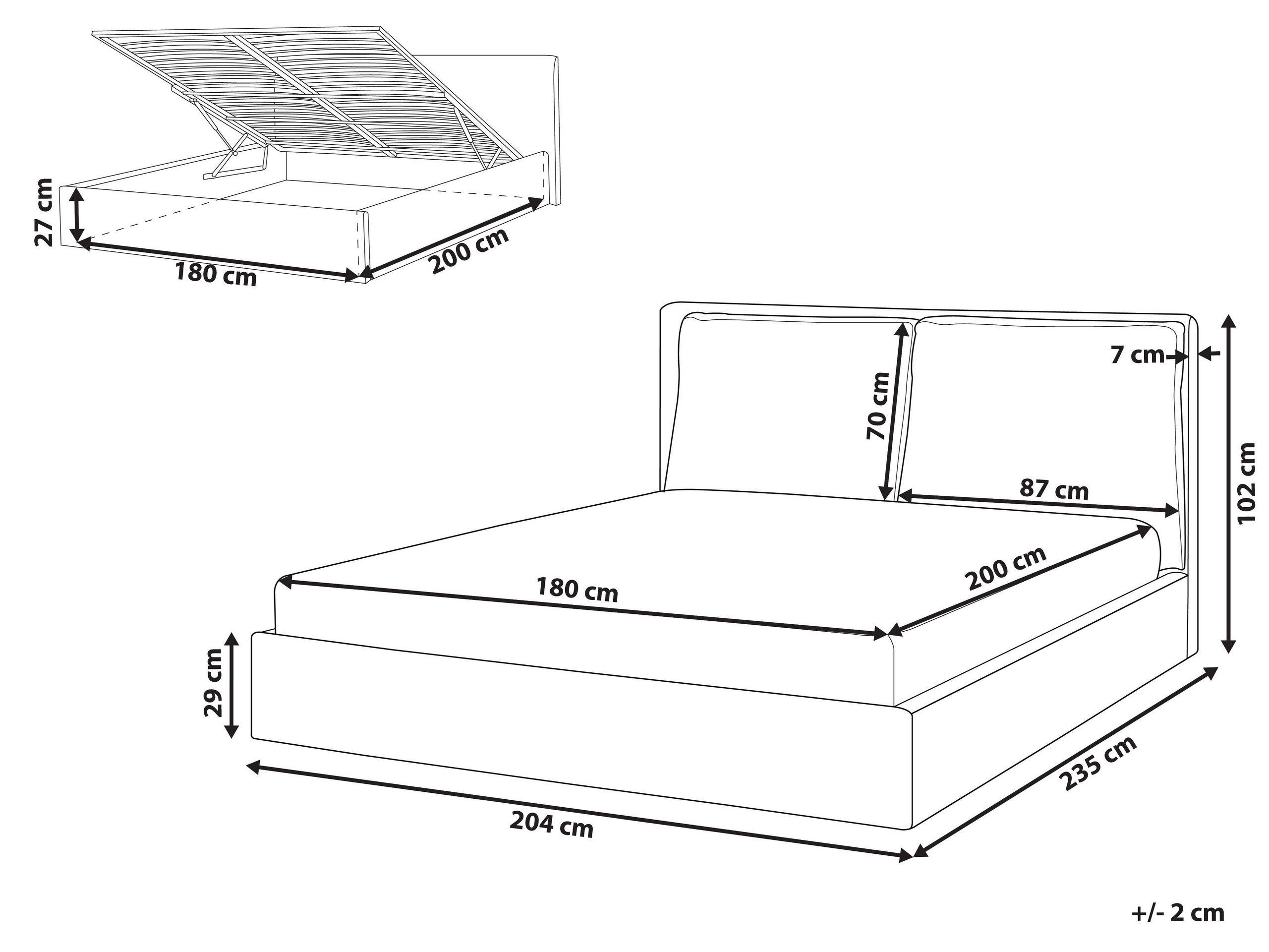 Beliani Bett mit Stauraum aus Samtstoff Modern BAJONNA  