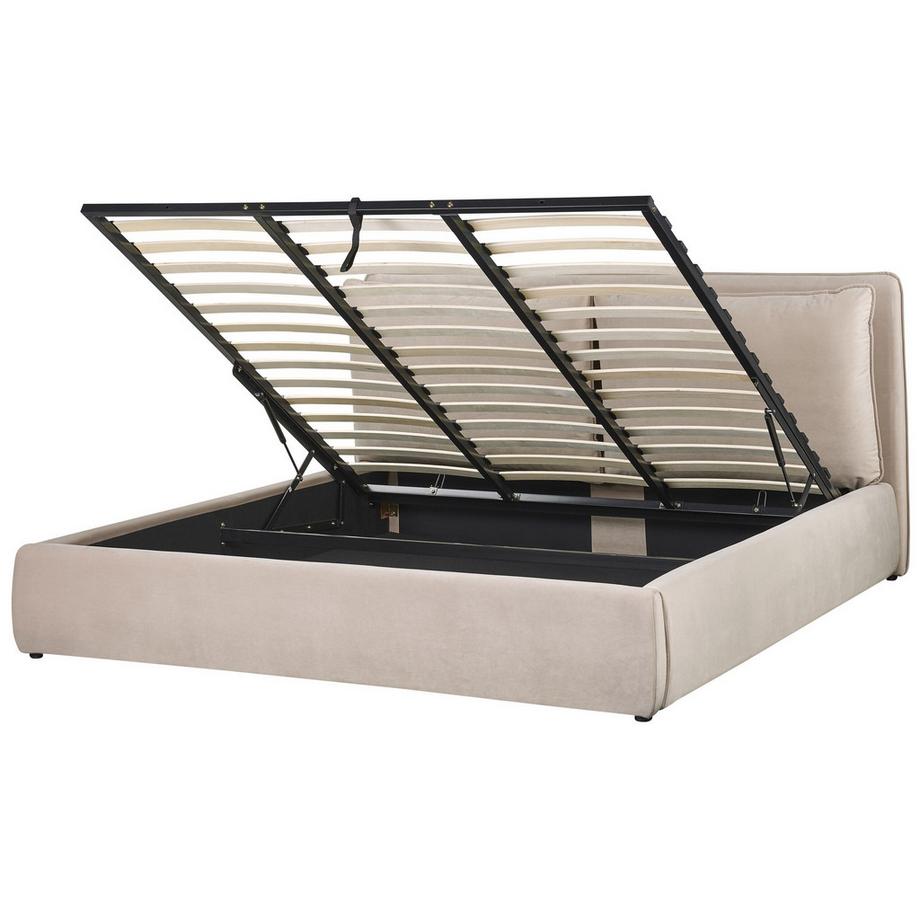 Beliani Lit ottoman en Velours Moderne BAJONNA  