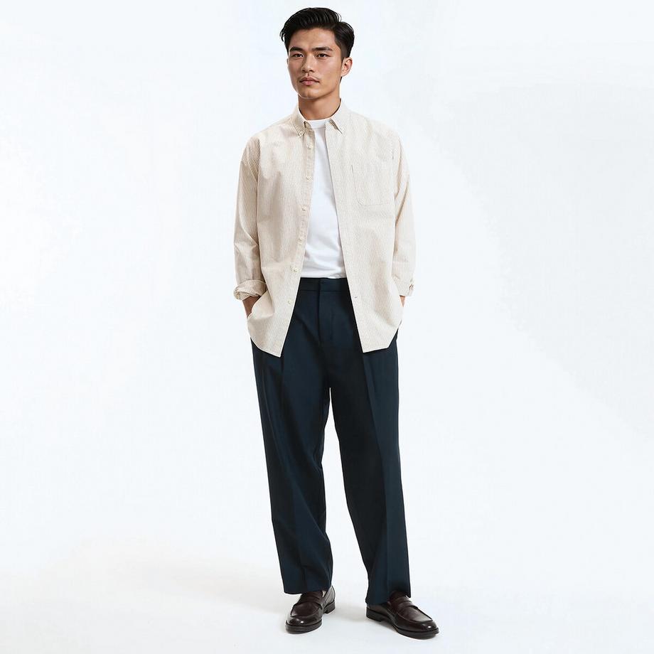 La Redoute Collections Pantalon plissé à jambe droite  