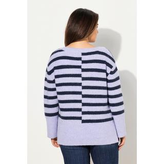 Ulla Popken  Pullover dal taglio oversize con righe, scollo a girocollo e maniche lunghe 