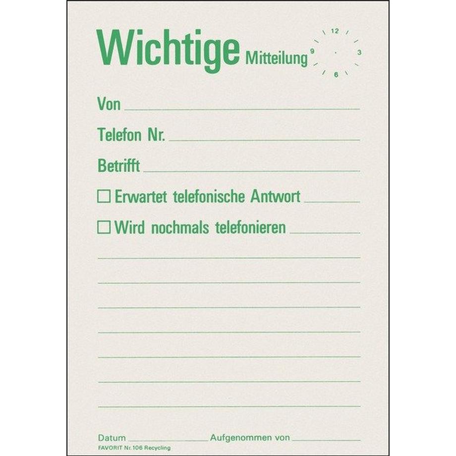 FAVORIT Mitteilungsblock A6 106 recycling 60 Blatt