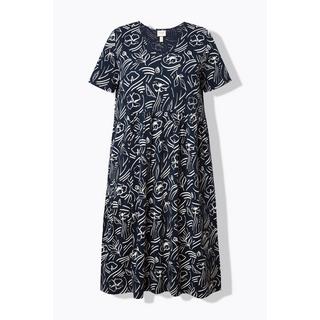 Ulla Popken Midi Blüten V-Ausschnitt Halbarm Biobaumwolle Kleid  