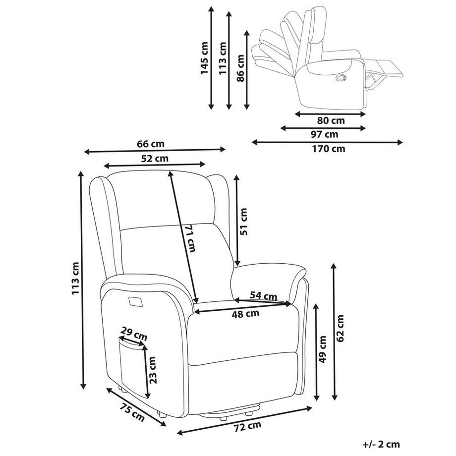 Beliani  Elektrischer Fernsehsessel aus Stoff  ELEGY 