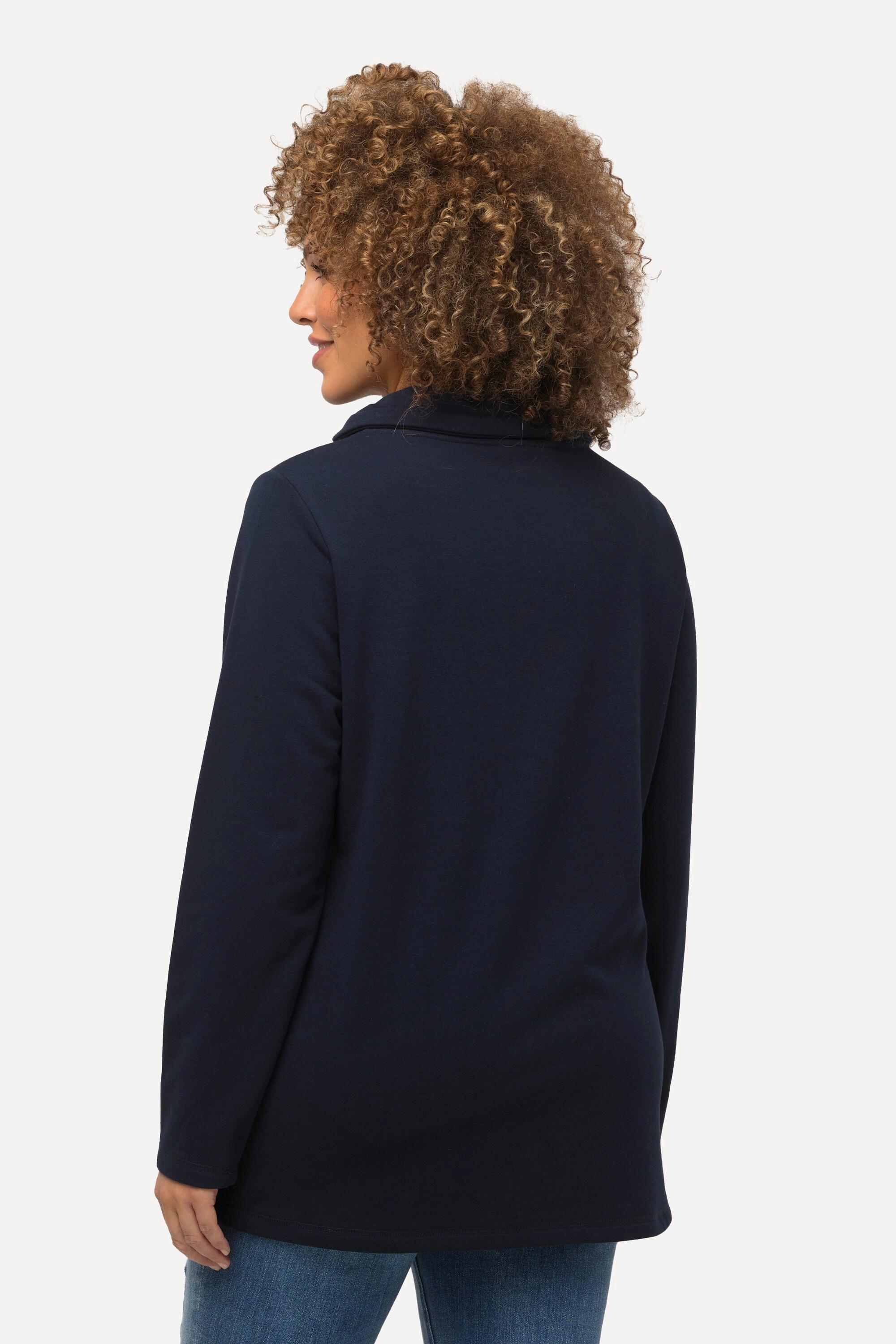 Ulla Popken  Sweat-shirt en tissu éponge à col montant et manches longues, carreaux 