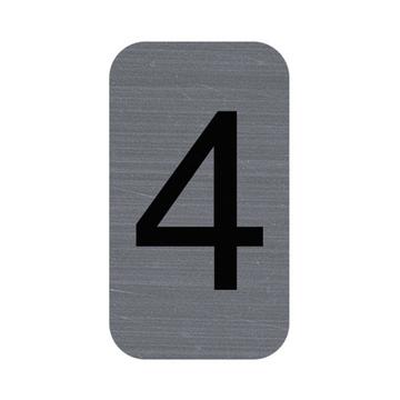 Plaque adhésive imitation Aluminium Chiffre 4 2,5x4,4 cm