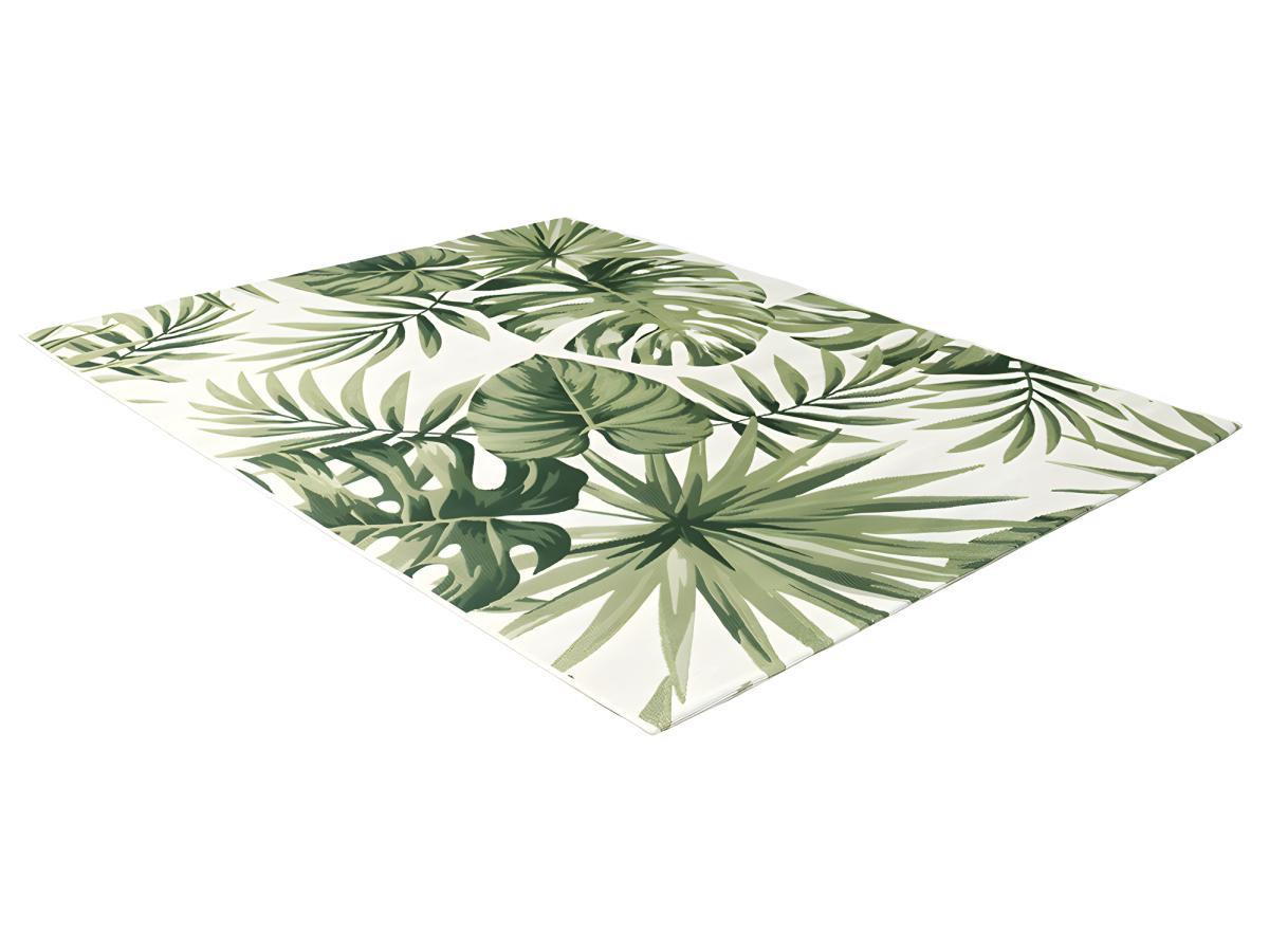 OZAIA Tappeto interno o esterno etnico motivi a foglie  Verde PALMO  