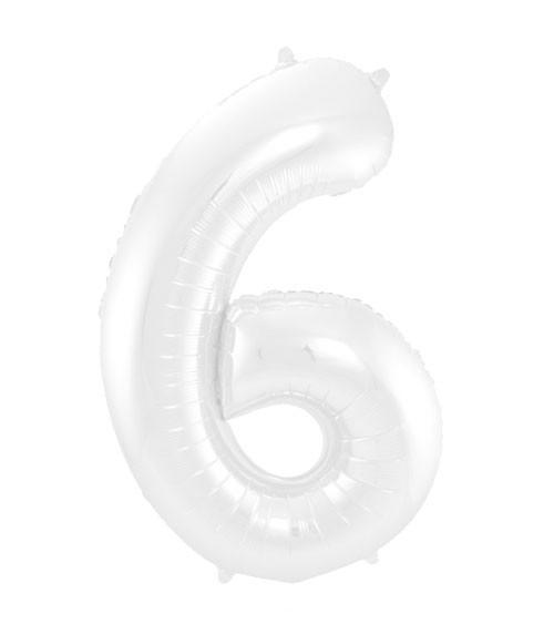 Unique  Ballon Aluminium Blanc Chiffre 6 