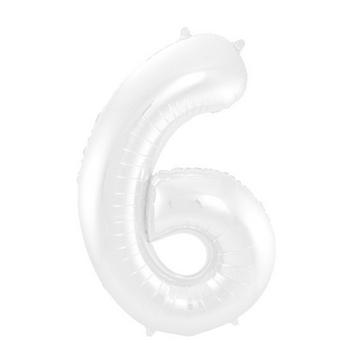 Ballon Aluminium Blanc Chiffre 6