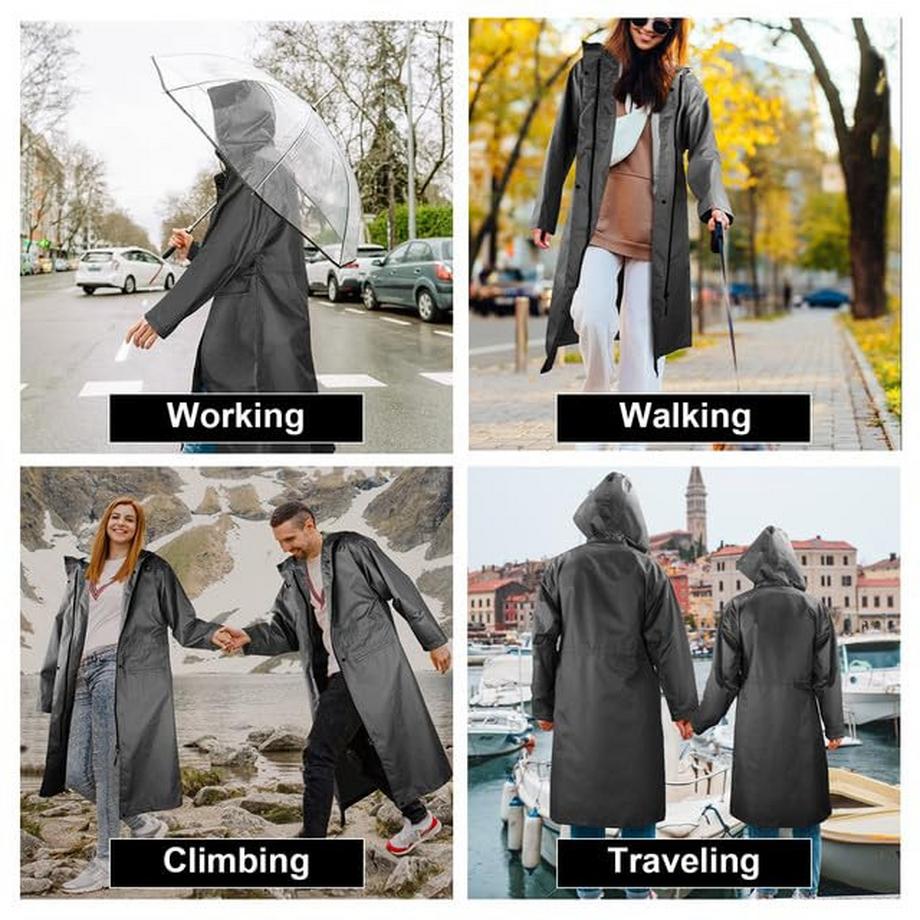 Alopini Lungo impermeabile poncho antipioggia unisex con tasca a patta  