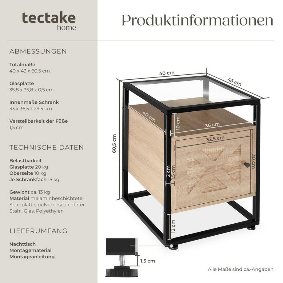 Tectake Nachttisch Kidderminster  