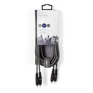 Nedis  Stereoljudkabel | 2x RCA Hane | 2x RCA Hane | Nickelplaterad | 3.00 m | Round | Mörkgrå | Cardboard sleeve 