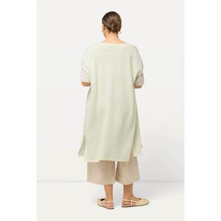 Ulla Popken Gilet en maille ajourée coupe ouverte sans manches  