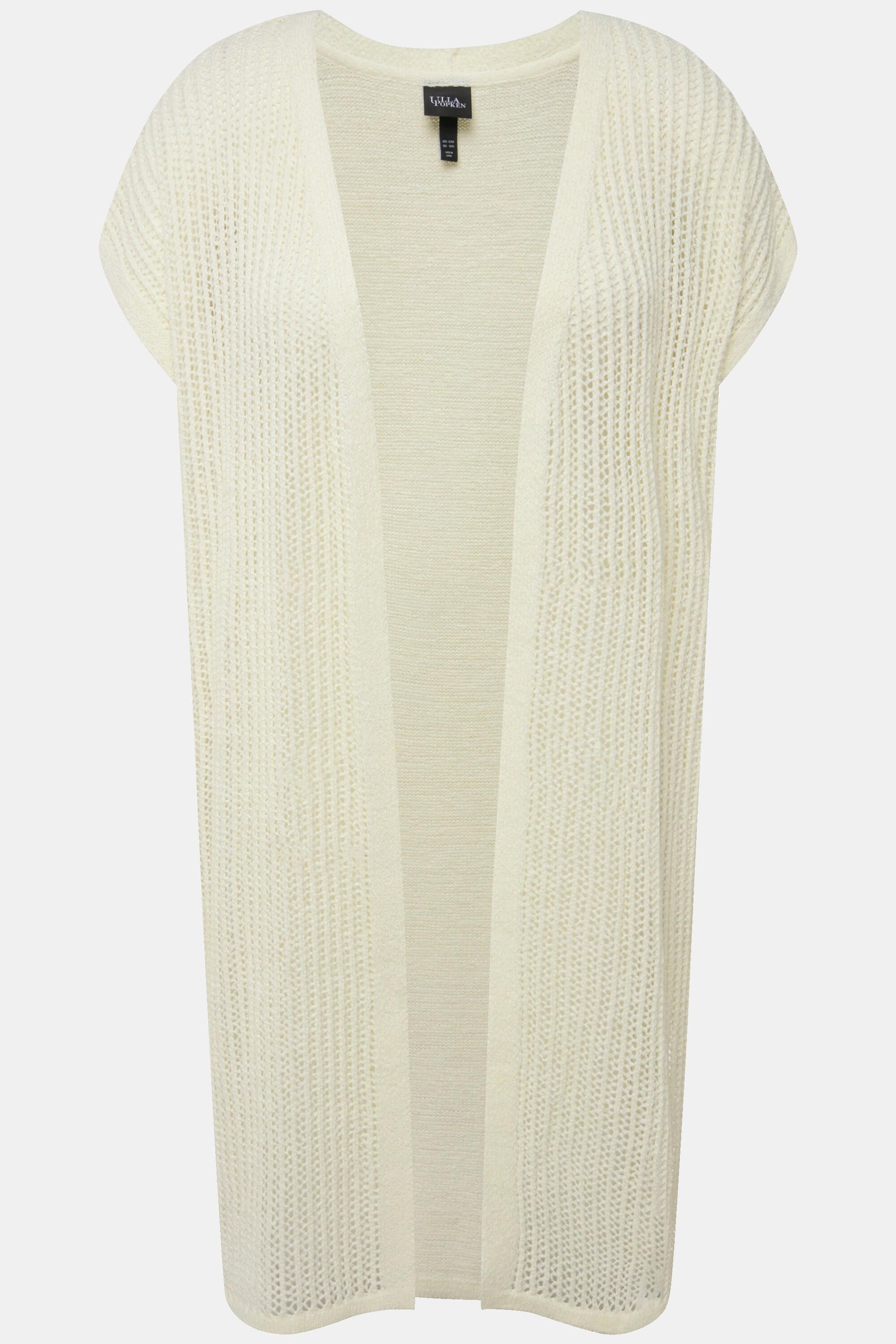 Ulla Popken Gilet en maille ajourée coupe ouverte sans manches  