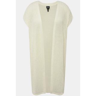 Ulla Popken Gilet en maille ajourée coupe ouverte sans manches  