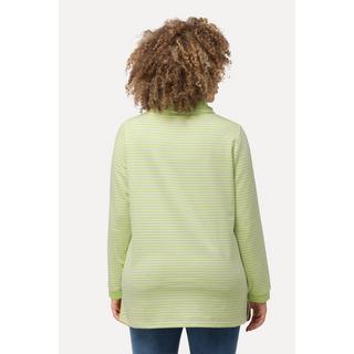 Ulla Popken  Sweat-shirt à rayures, coupe Classic Fit, col montant et manches longues 