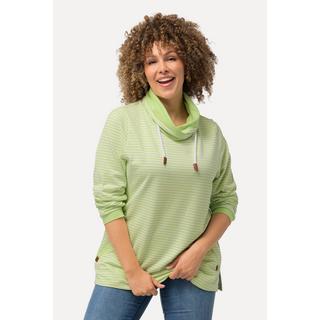 Ulla Popken  Sweat-shirt à rayures, coupe Classic Fit, col montant et manches longues 