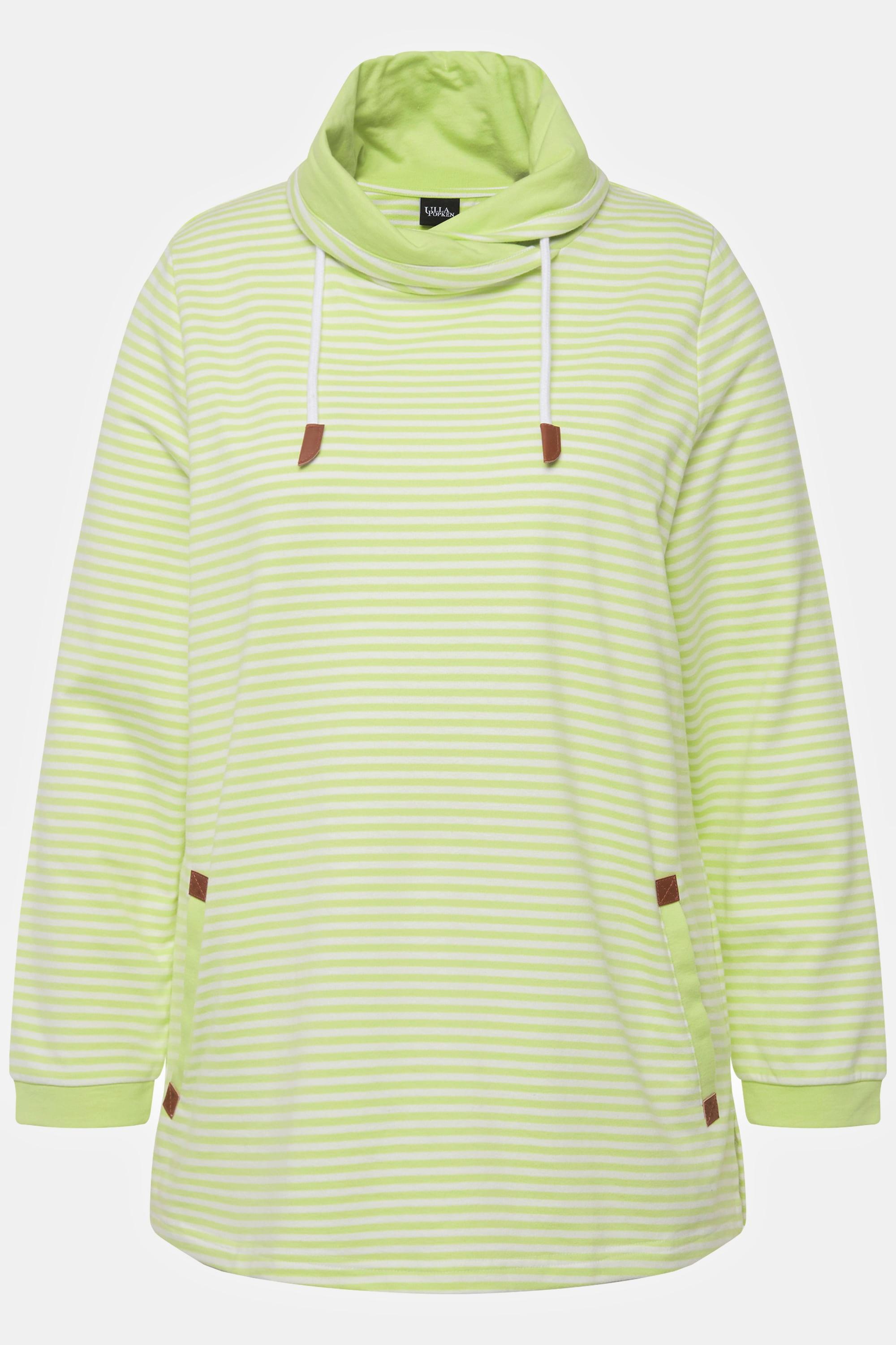 Ulla Popken  Sweatshirt, Ringel, Classic, Stehkragen, Langarm 