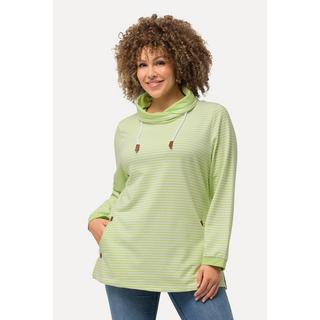 Ulla Popken  Sweat-shirt à rayures, coupe Classic Fit, col montant et manches longues 