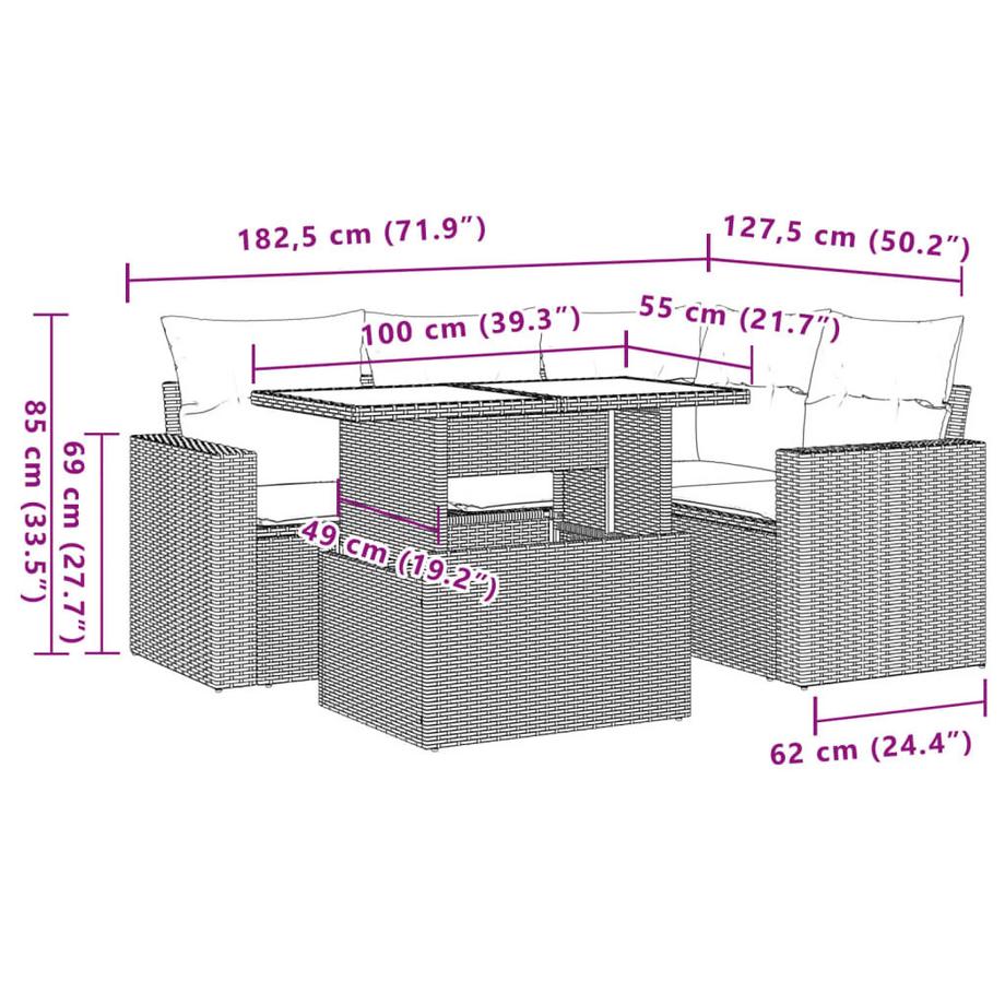 VidaXL set divano da giardino Polirattan  