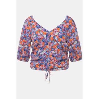 Studio Untold  Bluse, V-Ausschnitt, 3/4-Arm, Raffung papaya-orange 