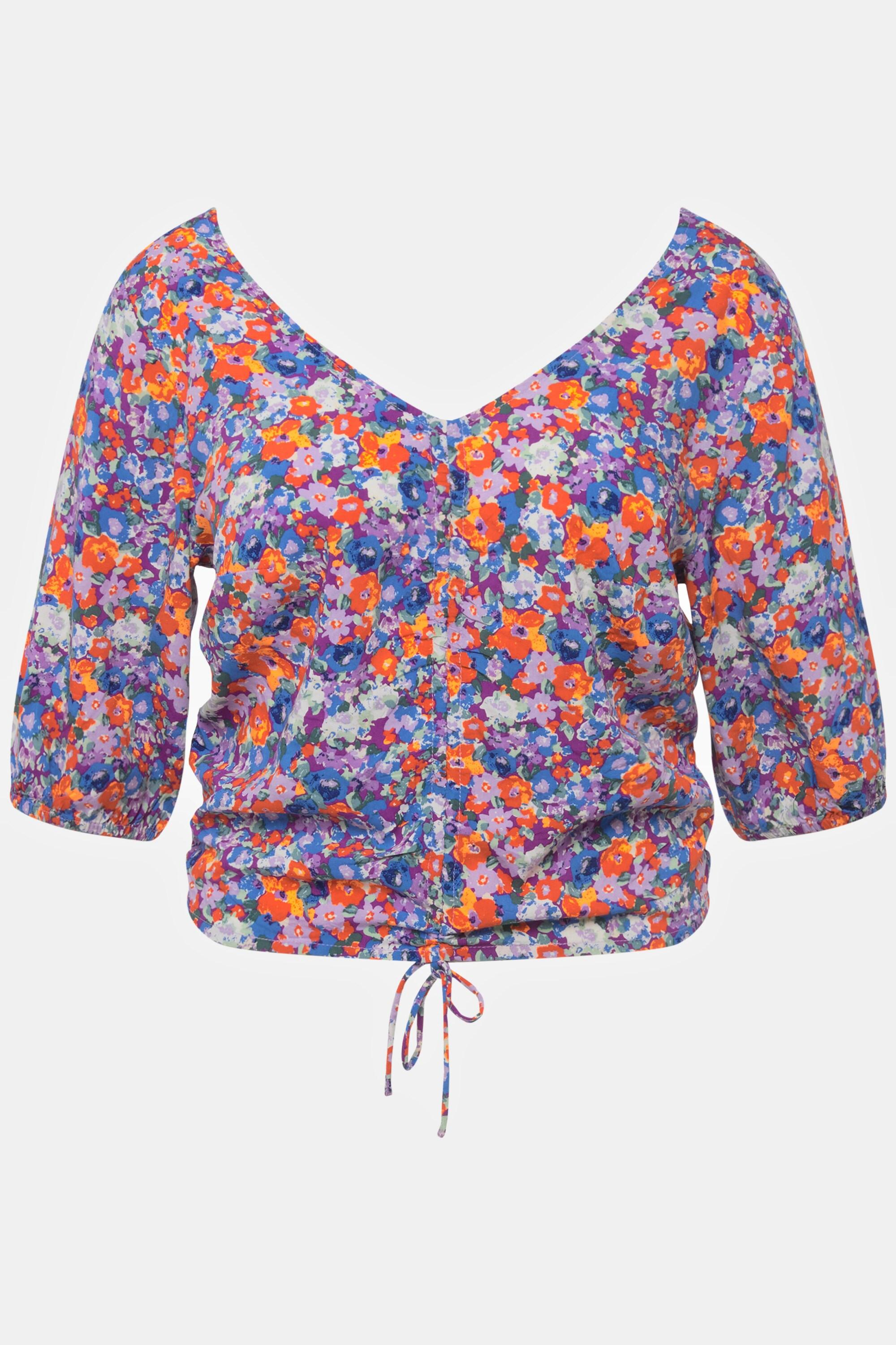 Studio Untold  Bluse, V-Ausschnitt, 3/4-Arm, Raffung papaya-orange 