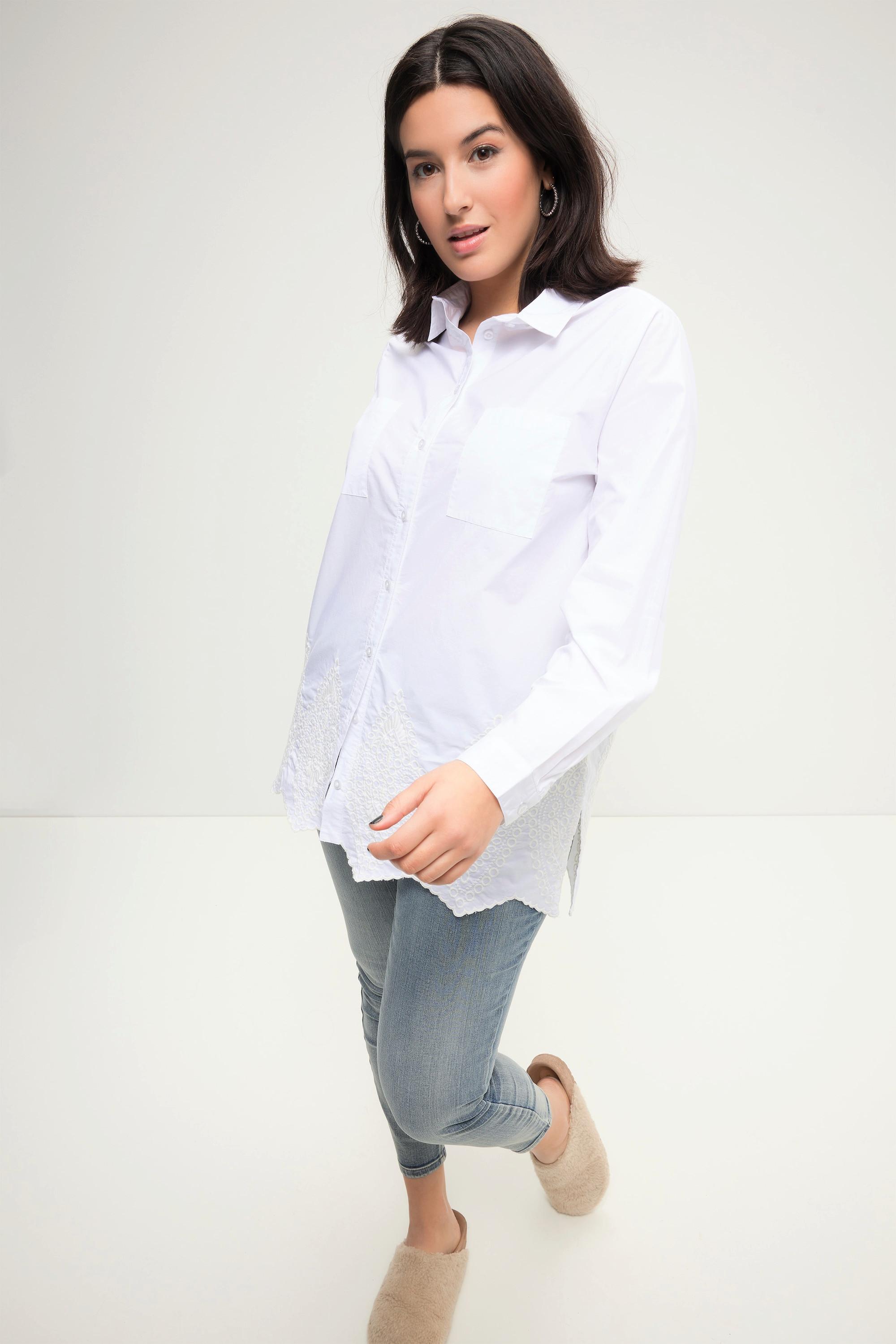 Studio Untold  Camicia dal taglio oversize con ricami sull'orlo, collo da camicia e maniche lunghe 