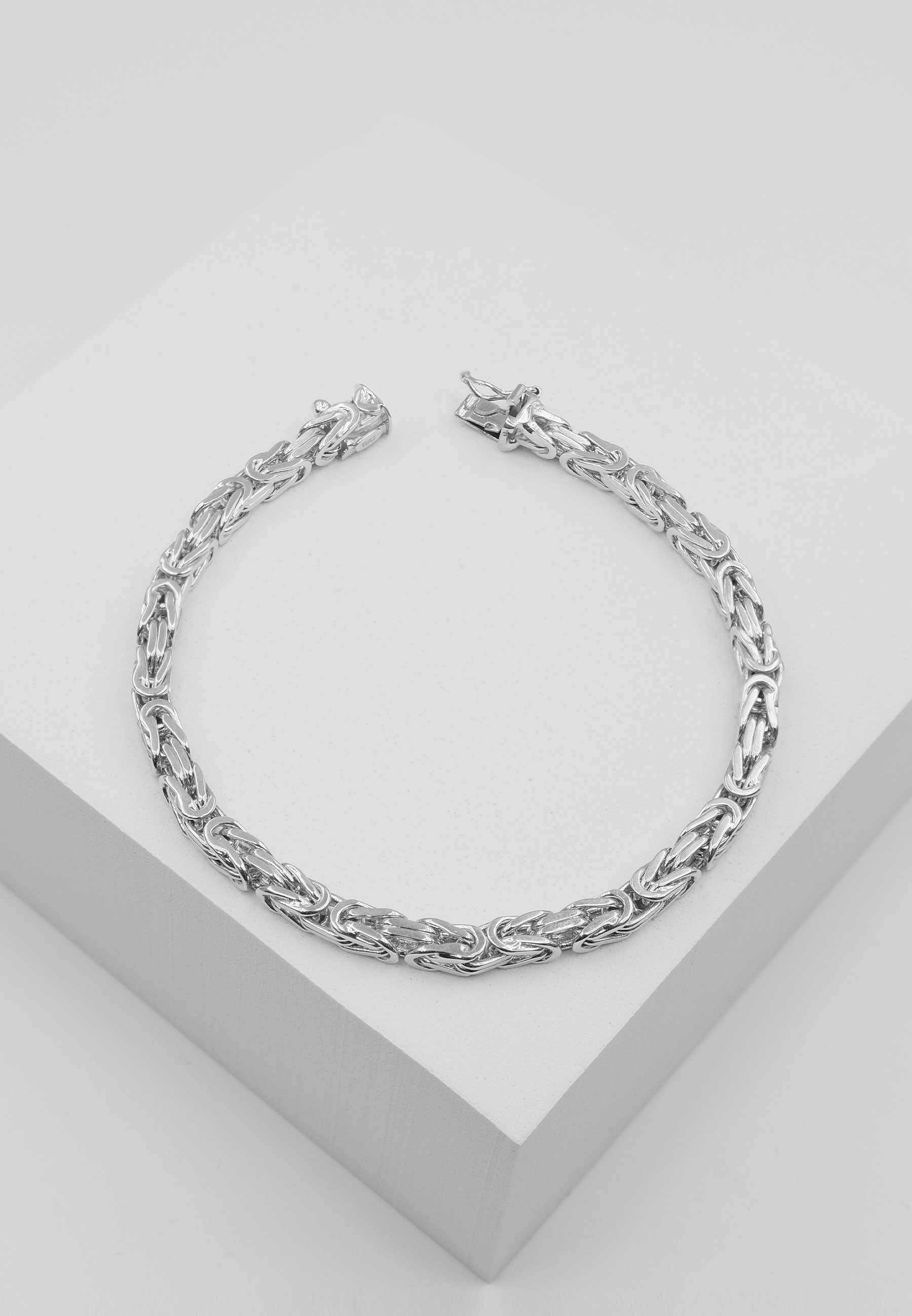 MUAU Schmuck  Bracelet chaine royale classique en or blanc 750, 19cm, 4mm 