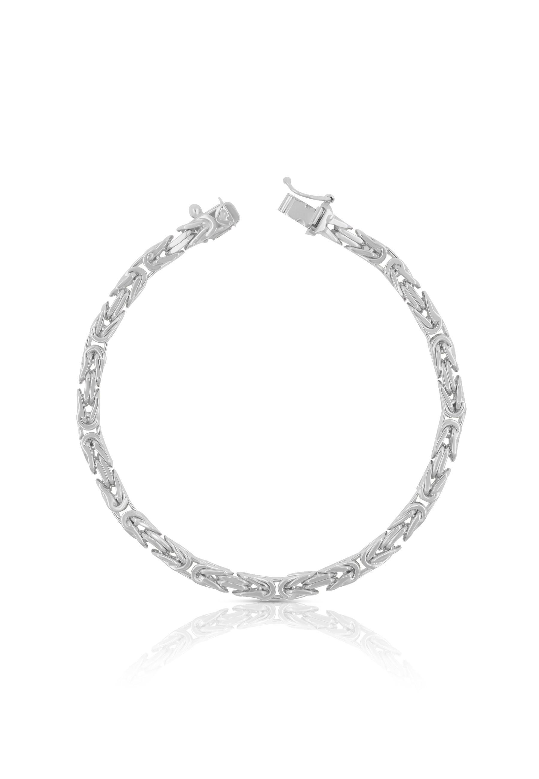 MUAU Schmuck  Bracelet chaine royale classique en or blanc 750, 19cm, 4mm 