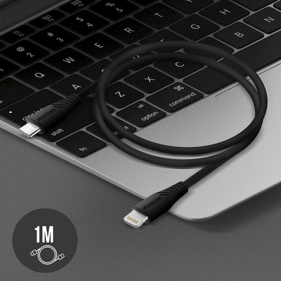 SWISSTEN  Câble USB-C Lightning 1m Swissten Noir 