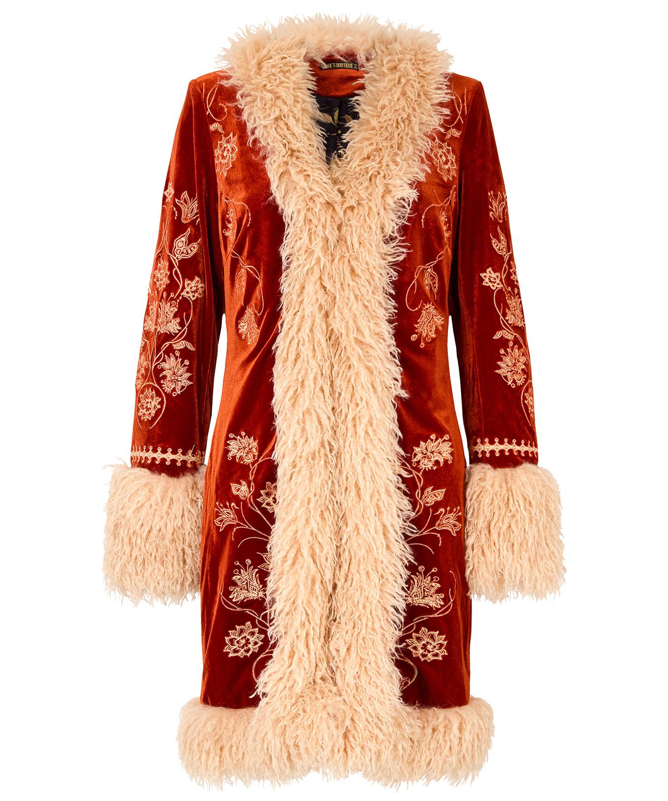 Joe Browns Bestickter Boho Mantel mit Kunstfellbesatz  