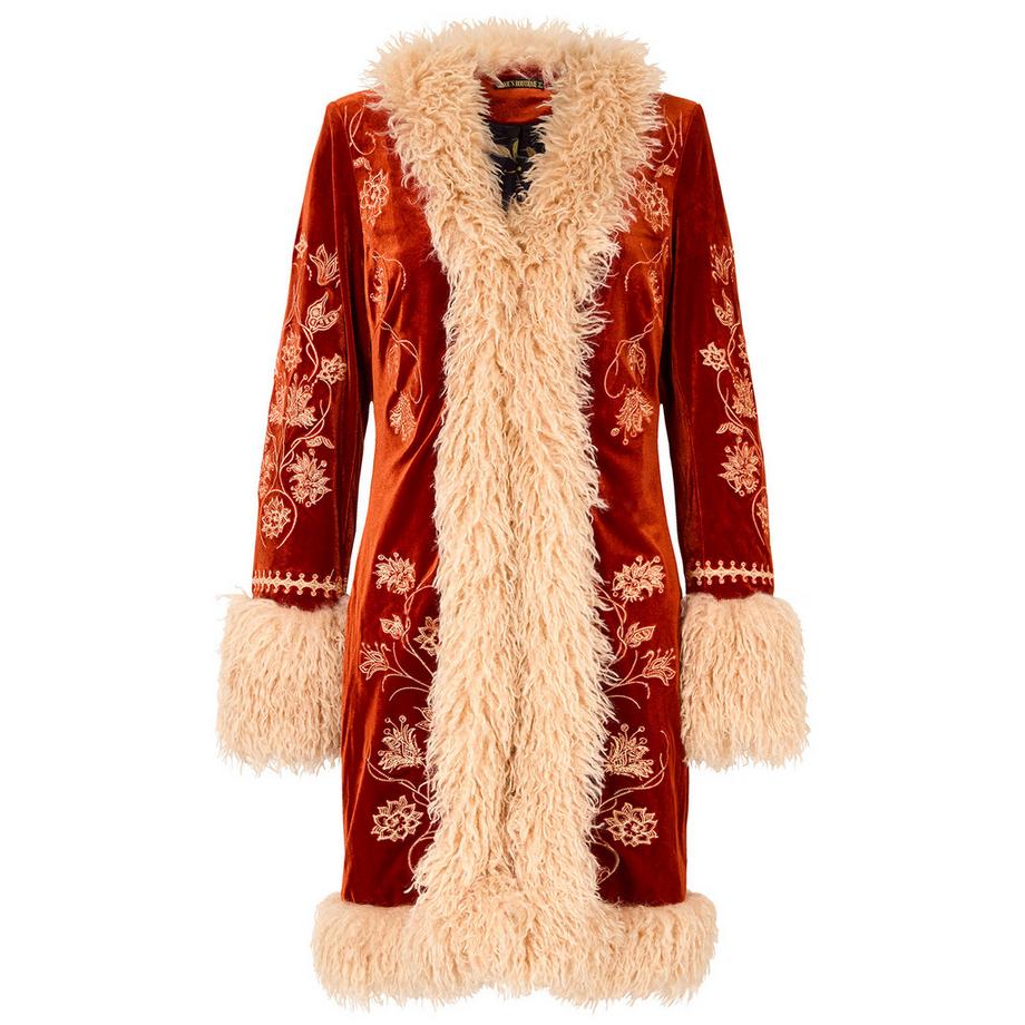Joe Browns Cappotto Boho Ricamato con Bordo in Pelliccia Sintetica  