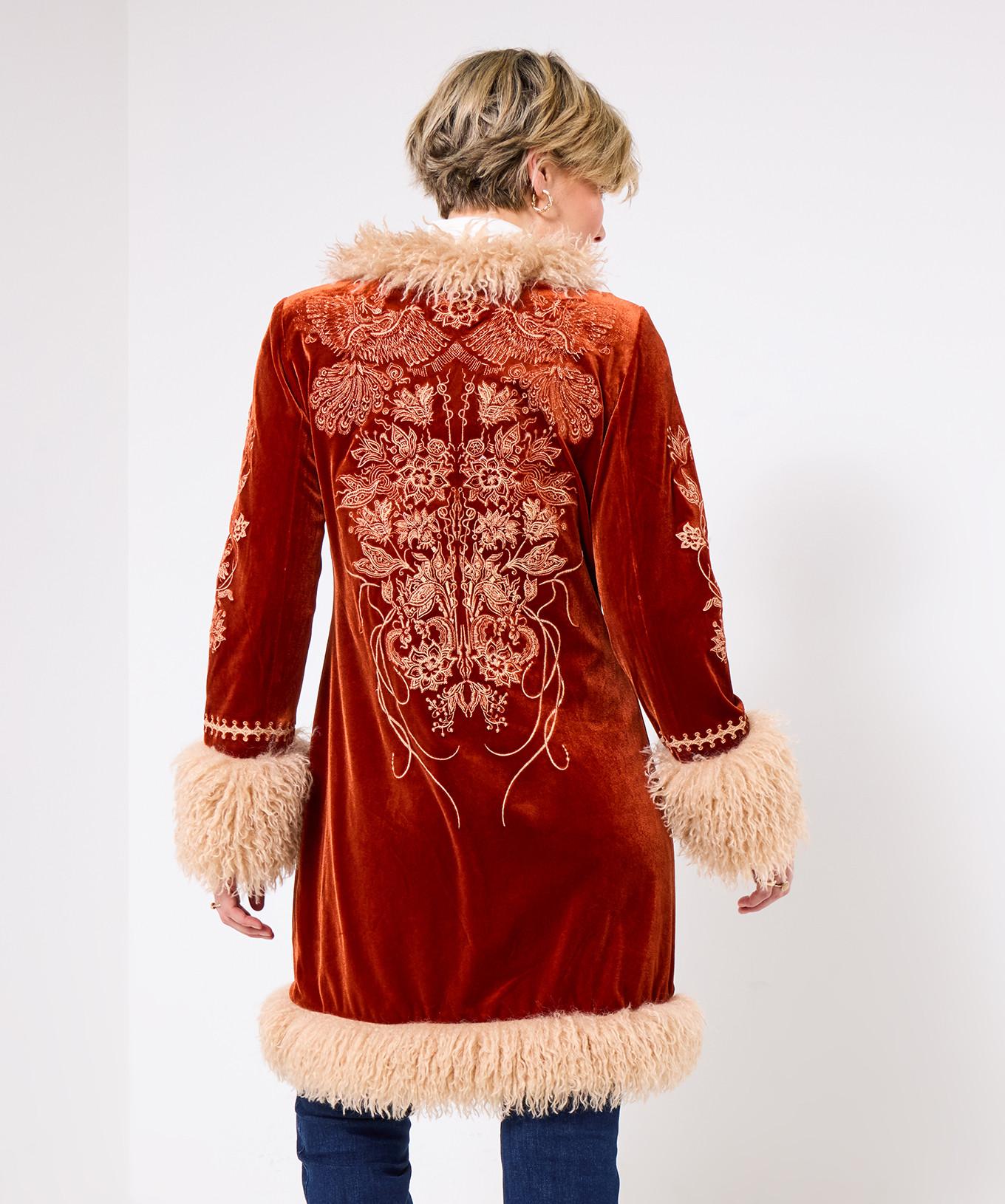 Joe Browns Bestickter Boho Mantel mit Kunstfellbesatz  