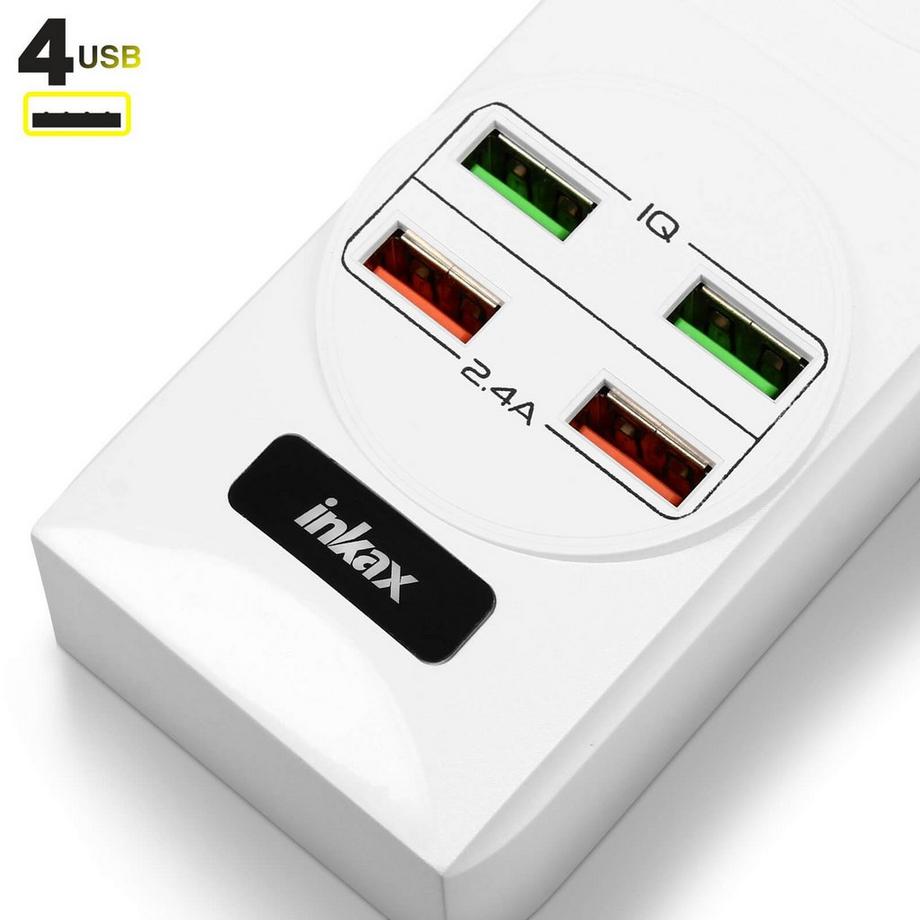 Avizar  Ciabatta 3 prese + 4 USB internazionale 