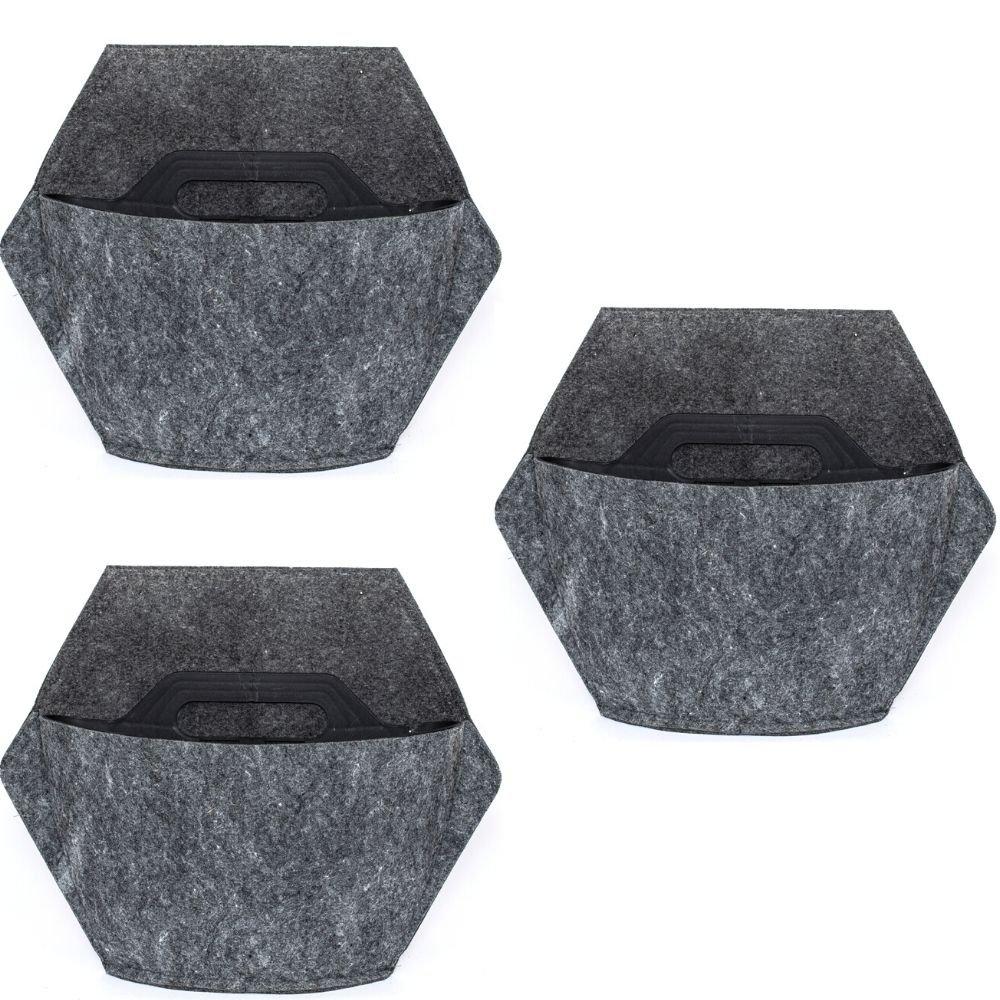 CitySens 3 Pack Wall Planters; black planter; gray textile cover  